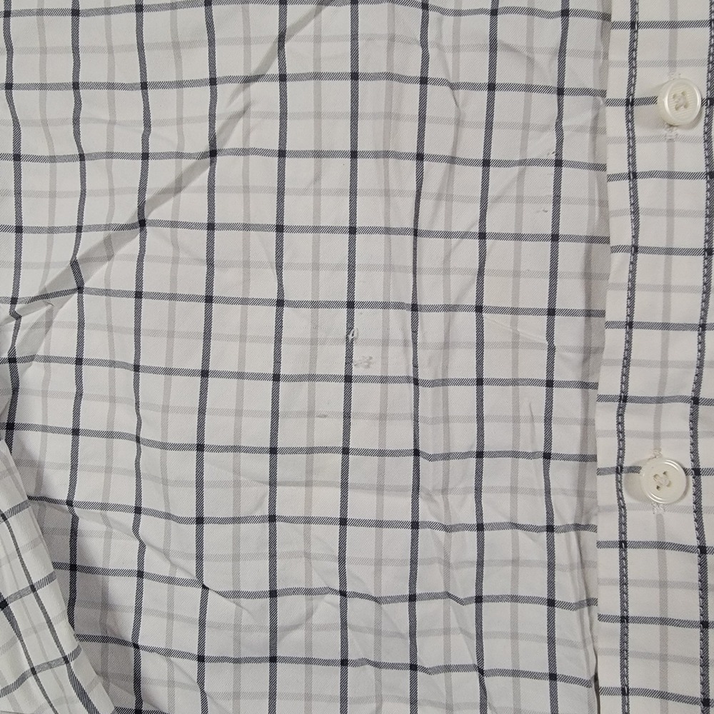 G/FORE Mens Large White Navy Plaid Long Sleeve Button Down Skull Logo Golf Shirt - Picture 4 of 14